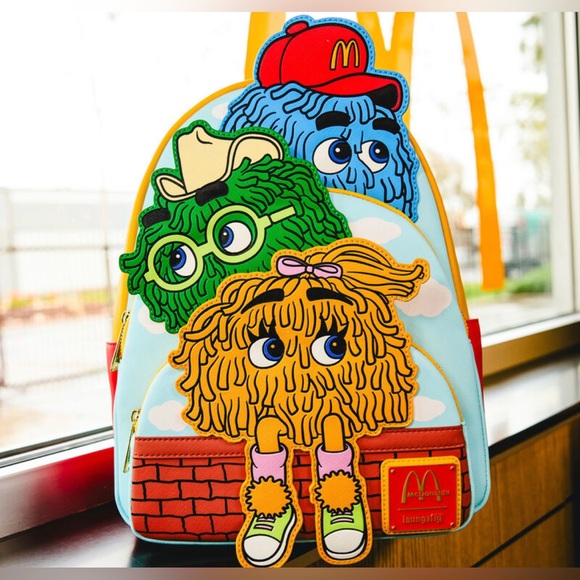 Loungefly McDonald's Vintage Fry Kids Triple Pocket Mini Backpack - Picture 2 of 7